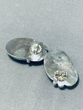 Platero Vintage Native American Navajo Earth Blue Turquoise Sterling Silver Earrings-Nativo Arts