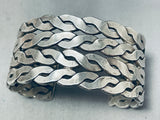 One Of The Best Ever Vintage Native American Navajo Rope Sterling Silver Bracelet Old-Nativo Arts