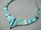 Extremely Rare Vintage Native American Navajo Carico Lake Turquoise Sterling Silver Necklace-Nativo Arts