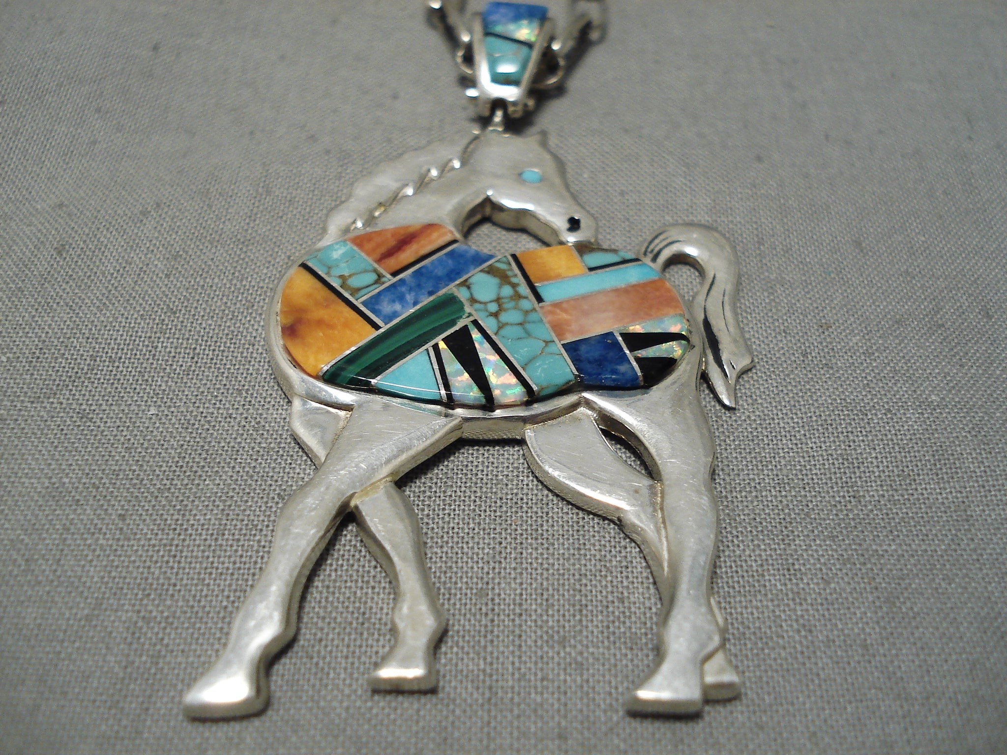 Native American design Turquoise store and Sterling silver pendant necklace.