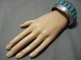 Rare Vintage Native American Navajo Wil Wauneka Sterling Silver Turquoise Bracelet Cuff-Nativo Arts