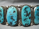 Incredible Vintage Native American Navajo Huge Oval Turquoise Sterling Silver Bracelet Old-Nativo Arts