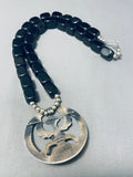 Chunky Onyx Vintage Native American Navajo Turquoise Sterling Silver Necklace-Nativo Arts
