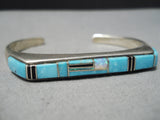 Thicker Vintage Native American Navajo Turquoise Opal Sterling Silver Bracelet Cuff-Nativo Arts