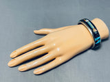 Long Yei Kachina Native American Navajo Turquoise Sterling Silver Inlay Bracelet-Nativo Arts