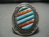 Amazing Vintage Native American Navajo Turquoise Sterling Silver Eddy Chaco Ring-Nativo Arts