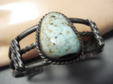 Rare Vintage Native American Navajo Dry Creek Turquoise Sterling Silver Bracelet Old-Nativo Arts