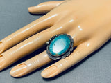 Superb Vintage Native American Navajo Signed Pilot Mountain Turquoise Sterling Silver Ring-Nativo Arts