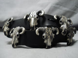 Heavy!! Cow Skull Hand Wrought Sterling Silver Concho Belt-Nativo Arts