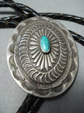 Awesome Vintage Native American Navajo Royston Turquoise Sterling Silver Bolo Old-Nativo Arts