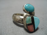 Marvelous Vintage Native American Navajo Wrap Around Sterling Silver Turquoise Ring-Nativo Arts