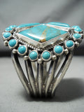 Best Triangular Vintage Native American Navajo Turquoise Sterling Silver Bracelet-Nativo Arts