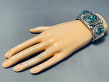 Rare 100 Gram Matrix Vintage Native American Navajo Turquoise Mine Sterling Silver Bracelet-Nativo Arts