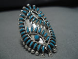 Museum Quality Vintage Native American Zuni Turquoise Sterling Silver Ring Old-Nativo Arts
