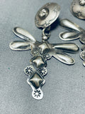 Sweet Native American Navajo Sterling Silver Dragonfly Dangle Earrings-Nativo Arts