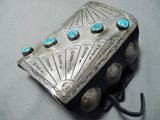 Tremendous Vintage Native American Navajo Sleeping Beauty Turquoise Sterling Silver Bowguard-Nativo Arts