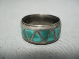 Unforgettable Vintage Native American Navajo Turquoise Sterling Silver Eternity Band Ring Old-Nativo Arts