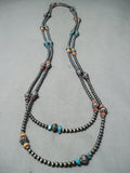 Wrap Around Native American Navajo Turquoise & Spiny Oyster Sterling Silver Necklace L-o-n-g-Nativo Arts
