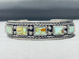 Native American Amazing Vintage Southwest Squared Turquoise Sterling Silver Bracelet-Nativo Arts