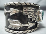 Rare San Felipe Spiderweb Turquoise Sterling Silver Eagle Bracelet-Nativo Arts