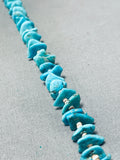Rare longer Vintage Native American Navajo Easter Blue Turquoise Sterling Silver Necklace-Nativo Arts