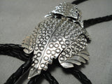 Detailed!! Native American Navajo Important Horned Toad Sterling Silver Bolo Tie-Nativo Arts