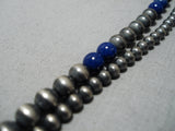 Museum Vintage Native American Navajo Lapis Sterling Silver Wrap Around Necklace-Nativo Arts