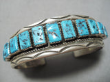 Tremendous Vintage Native American Navajo Sleeping Beauty Turquoise Sterling Silver Bracelet Old-Nativo Arts