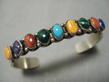 Amazing Willie Begay Vintage Native American Navajo Rainbow Sterling Silver Turquoise Bracelet-Nativo Arts