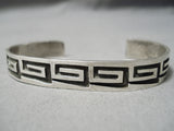 Incredible Vintage Native American Navajo Geometric Water Wave Sterling Silver Bracelet-Nativo Arts