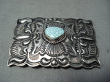 Newsworthy Vintage Native American Navajo #8 Turquoise Mine Sterling Silver Buckle Old-Nativo Arts