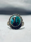 Exceptional Vintage Native American Navajo Turquoise Sterling Silver Ring Signed H. Smith-Nativo Arts