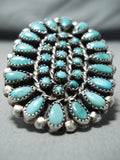 One Of The Biggest Vintage Native American Navajo Turquoise Sterling Silver Ring-Nativo Arts