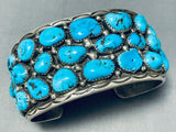 Heavy Vintage Native American Navajo Turquoise Sterling Silver Leaf Bracelet Cuff-Nativo Arts