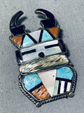 Unique Vintage Native American Zuni Turquoise Sterling Silver Pin/ Pendant-Nativo Arts