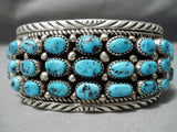 Huge Heavy Thick Vintage Native American Navajo Turquoise Sterling Silver Bracelet Old-Nativo Arts