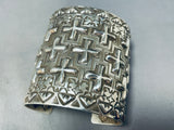 The Tallest And Best Vintage Native American Navajo Cross Sterling Silver Bracelet-Nativo Arts