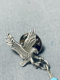 Marvelous Vintage Native American Navajo Turquoise Sterling Silver Eagle Tie Tack-Nativo Arts