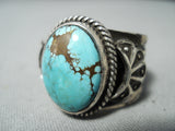 Signed Vintage Native American Navajo Red Mountain Turquoise Sterling Silver Ring-Nativo Arts