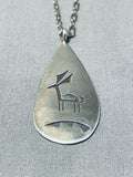 Stunning Vintage Native American Navajo Sterling Silver Deer Necklace-Nativo Arts