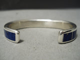 Stunning Vintage Zuni Lapis Inlay Sterling Silver Bracelet Native American-Nativo Arts