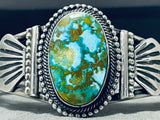 Fascinating Vintage Native American Navajo Signed Carico Lake Turquoise Sterling Silver Bracelet-Nativo Arts