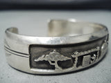 Incredible Vintage Native American Navajo Sterling Silver Storyteller Bracelet-Nativo Arts
