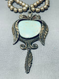Native American Colossal Vintage Navajo Carico Lake Turquoise Sterling Silver Necklace Old-Nativo Arts