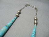 Museum Vintage Santo Domingo Native American Navajo #8 Turquoise Sterling Silver Necklace-Nativo Arts
