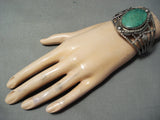 Colossal Vintage Native American Navajo Carico Lake Turquoise Sterling Silver Bracelet-Nativo Arts
