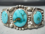 Early Vintage Native American Navajo High Grade Carico Lake Turquoise Sterling Silver Bracelet-Nativo Arts