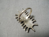 Important Vintage Native American Zuni Alice Quam Razor Turquoise Sterling Silver Ring Old-Nativo Arts
