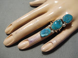 Incredible Vintage Native American Navajo Turquoise Sterling Silver Ring Old-Nativo Arts