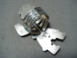 Spectacular Native American Navajo Inlay Turquoise Coral Jet Sterling Silver Rainbow Man Ring-Nativo Arts